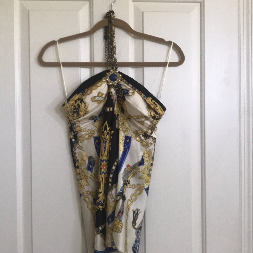 Vintage Cache silk scarf top sz M